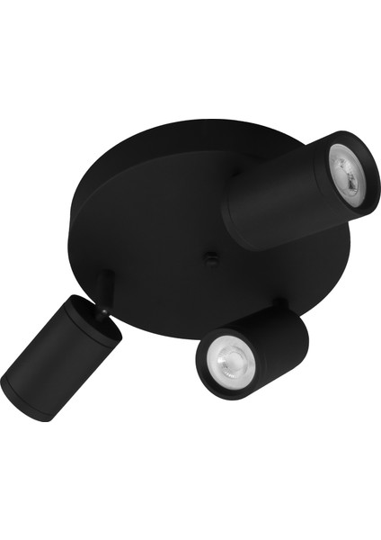Siyah Richi Rich 3lü Spot Modern Aydınlatma GU10 LED Ampul Dahil Gün Işığı 3000K fırsatları