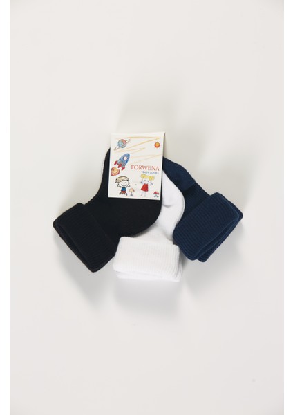 Baby Socks 3'lü Paket Bebek Renkli Pamuklu Dikişsiz Kıvırmalı Soket Çorap10