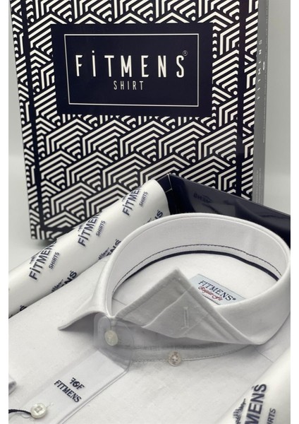 Regular Fit Uzun Kol Keten Cepsiz Hediye Kutulu Erkek Gömlek G2238 - Beyaz fiyatları