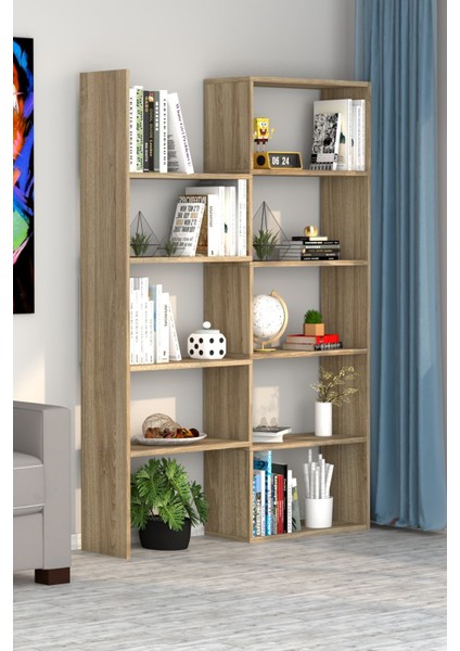 Office Dekoratif Kitaplık Meşe