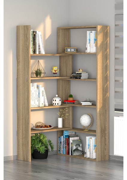 Office Dekoratif Kitaplık Meşe
