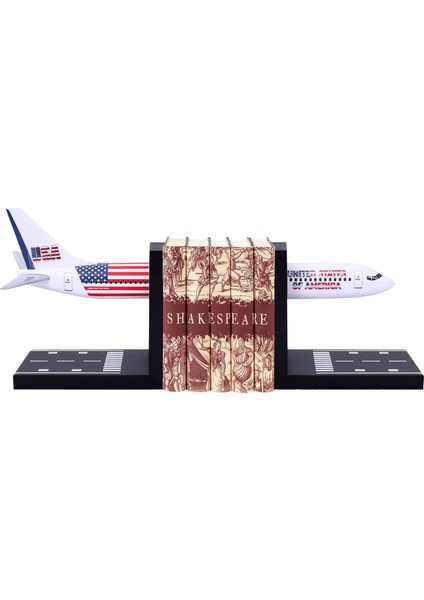 Boeing 737-800 1/100 Ölçekli USA Temalı Maket Uçak Kitap Tutucu