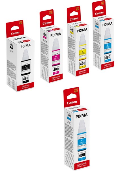 GI-490 Pixma G4411 4 Renk Orjinal Mürekkep Seti + 1 Mavi Hediye