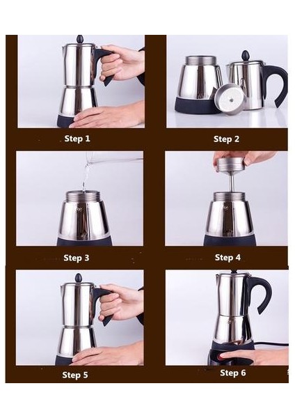 304 Paslanmaz Çelik Elektrikli Şofben Moka Pot (Yurt Dışından)