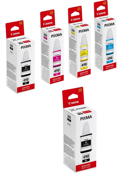 GI-490 Pixma G1411 4 Renk Orjinal Mürekkep Seti + 1 Siyah Hediye