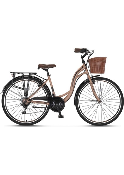 Ümit 2810 Alanya Sepetli Kadın Şehir Bisikleti 28 Jant 21 Vites Kahverengi Siyah