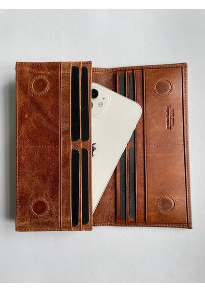 SL-2161 Hakiki Deri Telefon Bölmeli Unisex Cüzdan