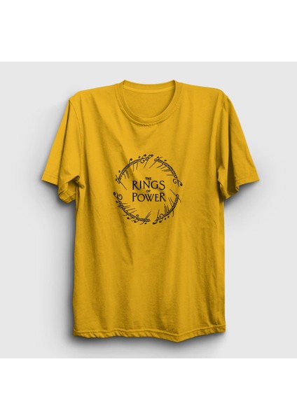 Unisex Sarı V2 Yüzüklerin Efendisi Güç Yüzükleri Rings Of Power T-Shirt