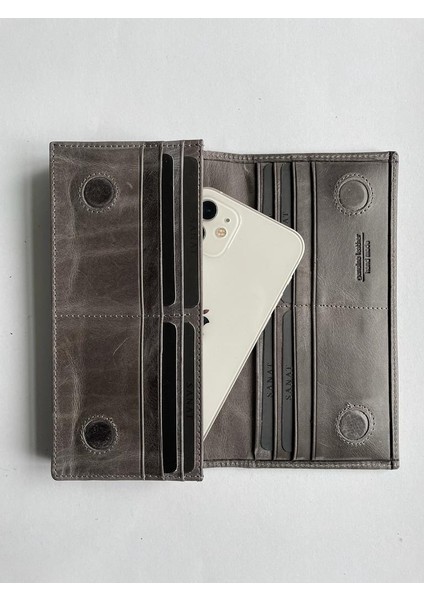 SL-2161 Hakiki Deri Telefon Bölmeli Unisex Cüzdan