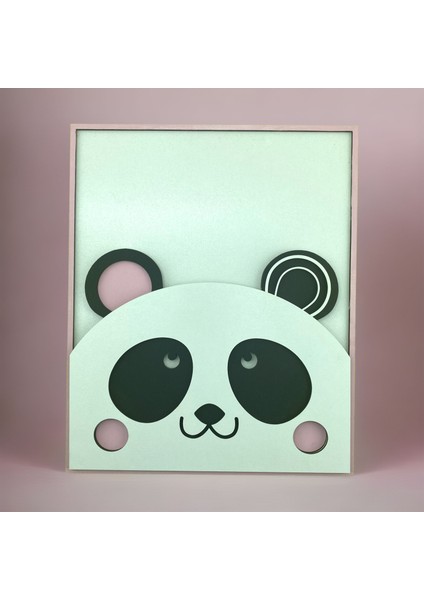 Ahşap Mdf Şirin Panda Duvar Dekoru