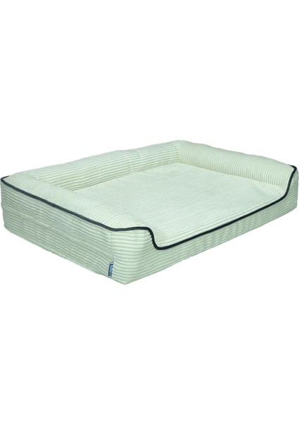 Premium Sofa Blok Sungerli Alezli Fermuarlı Yıkanabilir Köpek Yatağı-S-Krem