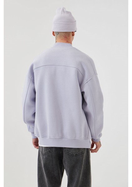 Oversize Çıtçıtlı Kolej Mont Ice Lila
