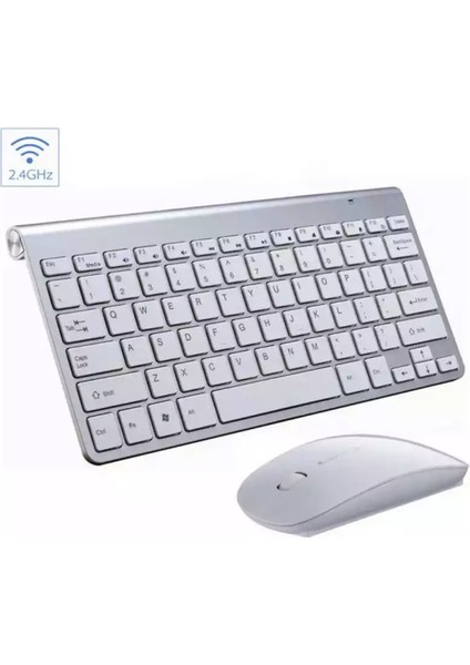 Hometech WI101 Uyumlu Kablosuz Wireless Taşınabilir Klavye Mouse Set Q Klavye Beyaz