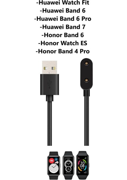 Honor Band 6 ve Honor Band 4 Pro Uyumlu Yüksek Kalite Şarj Kablosu (Siyah)