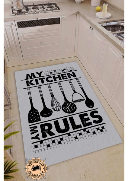 Mutfak Halısı Modern My Kitchen Yazılı Halı Dijital Baskı Makinede Yıkanabilir Kaydırmaz Taban Bambu modelleri
