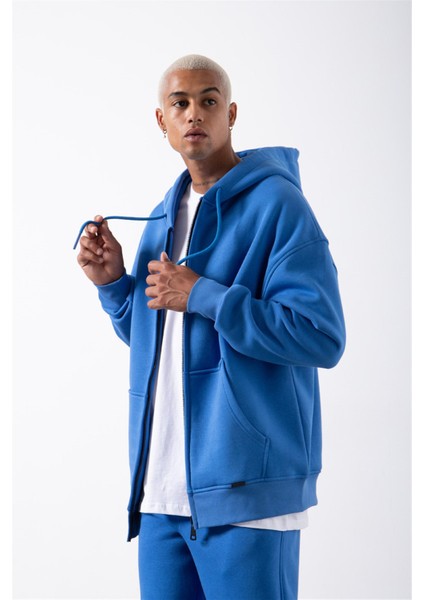 Oversize Fermuarlı Cepli Kapüşonlu Basic Sweatshirt Saks fiyatları