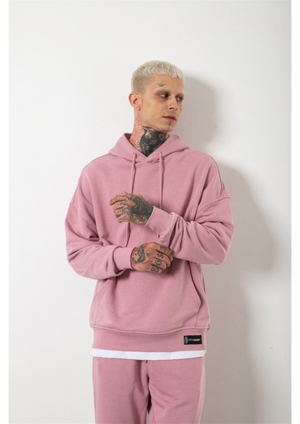 Oversize Şardonsuz Basic Sweatshirt Kirli Pembe