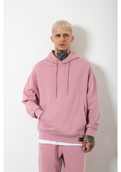 Oversize Şardonsuz Basic Sweatshirt Kirli Pembe