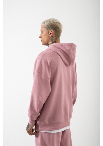 Oversize Şardonsuz Basic Sweatshirt Kirli Pembe