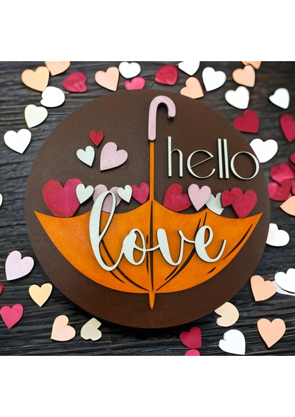 Ahşap Mdf Dekoratif Hello Love Duvar - Masa Süsü