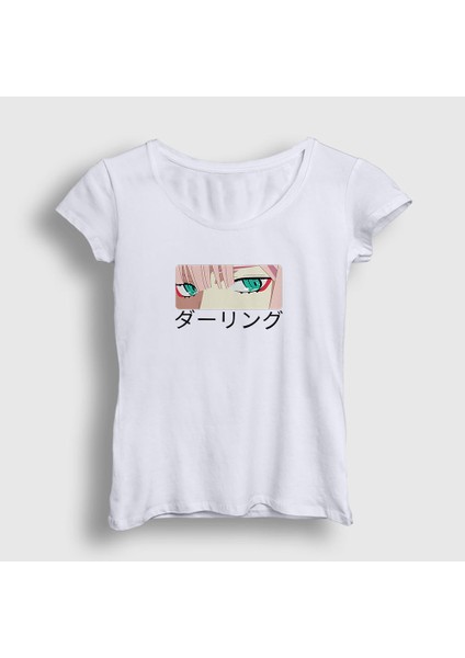 Kadın Beyaz Zero Two Anime Darling In The Franxx T-Shirt