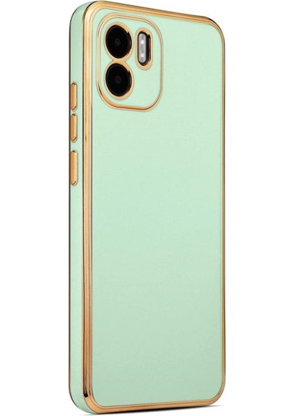 Xiaomi Redmi A1 Kılıf Kamera Korumalı Altın Kenar Tasarım Silikon