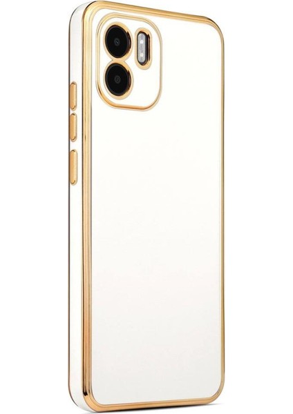 Xiaomi Redmi A1 Kılıf Kamera Korumalı Altın Kenar Tasarım Silikon