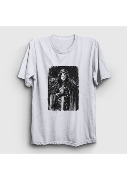 Unisex Beyaz Jon Snow Dizi Game Of Thrones T-Shirt