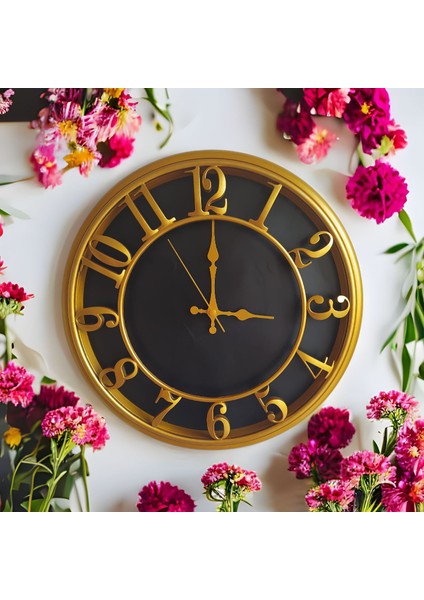 Altın Varaklı Otel Salon Ofis Duvar Saati Camlı 40 cm D2 modelleri