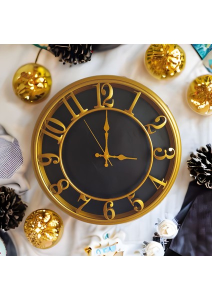 Altın Varaklı Otel Salon Ofis Duvar Saati Camlı 40 cm D2 fırsatları