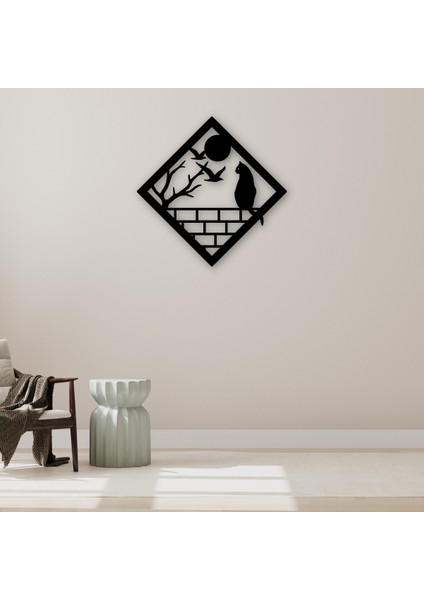 Ahşap Mdf Dekoratif Simple Cat Duvar Süsü