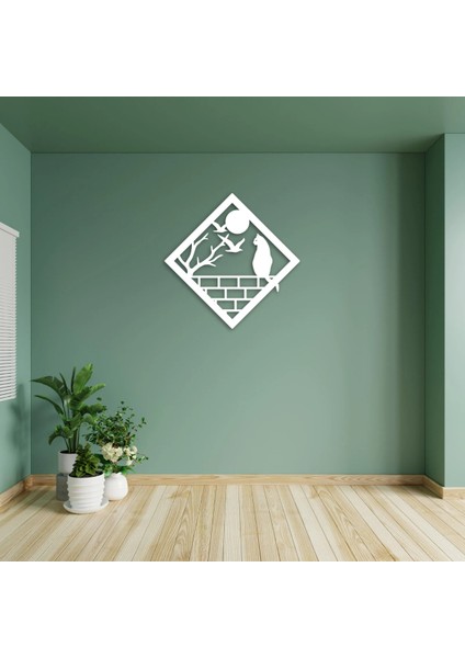 Ahşap Mdf Dekoratif Simple Cat Duvar Süsü