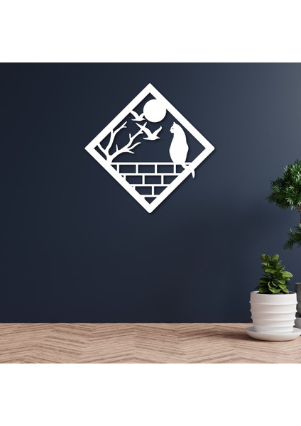 Ahşap Mdf Dekoratif Simple Cat Duvar Süsü