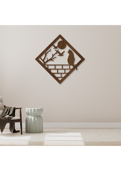 Ahşap Mdf Dekoratif Simple Cat Duvar Süsü