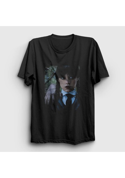 Unisex Siyah Thing And Wednesday Addams Family Addams Ailesi T-Shirt