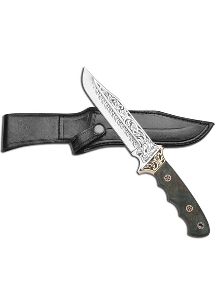 Bora 301 Tiger Stabilize Saplı Gravürlü Bıçak
