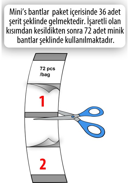 Walker Tape Sensi Tak™ Mini's Protez Saç Bandı Oval (2,0 cm x 7,5 cm) 72 Adet