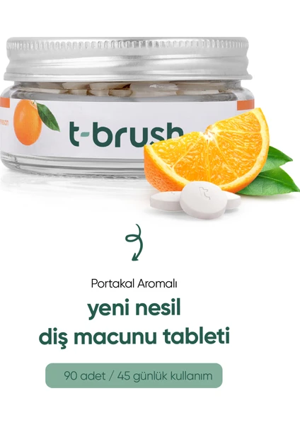 Portakallı  Doğal Diş Macunu Tableti - Florürsüz - Glutensiz - Vegan - 90 Tablet