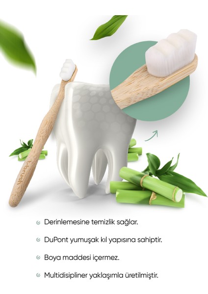 Nano Vegan Bambu Diş Fırçası - Ultra Soft (Hassas Dişler için) - Beyaz Renk - Plastiksiz