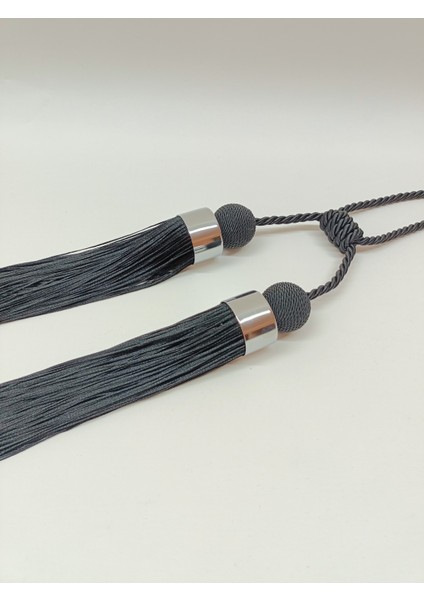 Zarif Tavan Toplama Siyah (Başlık Gümüş) Perde Aksesuarı Perde Süsü