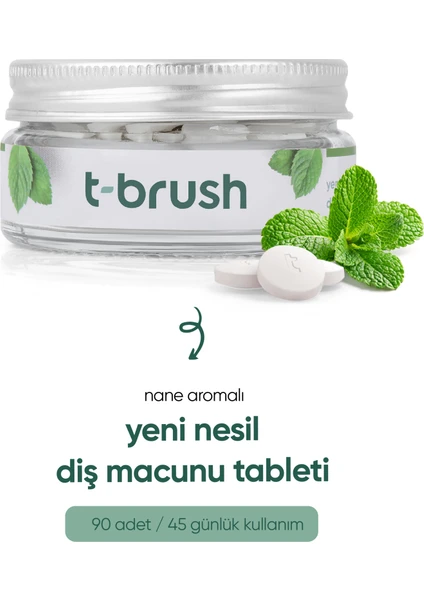 Nane Aromalı Doğal Diş Macunu Tableti - Florürsüz - Glutensiz - Vegan - 90 Tablet