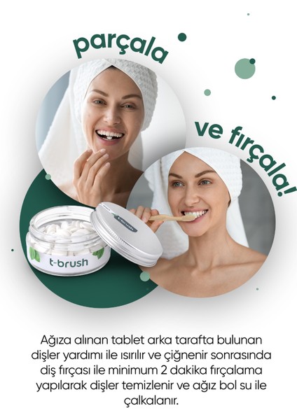 Nane Aromalı Doğal Diş Macunu Tableti - Florürsüz - Glutensiz - Vegan - 90 Tablet