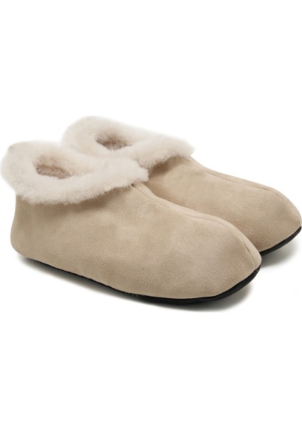 Anja Krem Kadın Fluffy Yünlü Patik