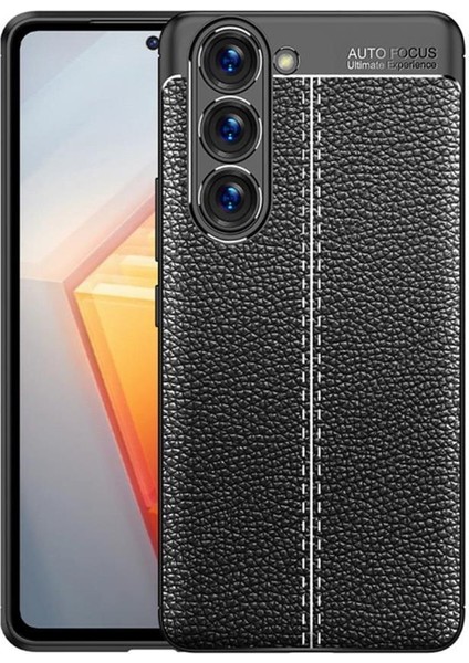 Galaxy S23 Plus Kılıf Deri Desenli Kamera Korumalı Silikon