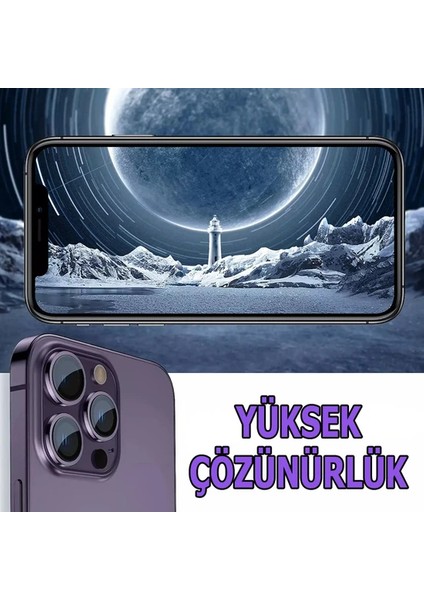 iPhone 14 Pro Max / 14 Pro Kamera Lens Koruyucu (3'lü Set)Gece Siyahı