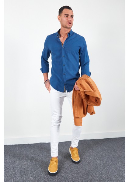 Indigo Uzun Kol Erkek Gömlek | MES111871-01 indirimleri