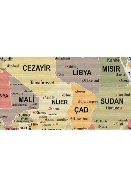 Türkçe Dünya Haritası Çok Detaylı Ünlü Yerler Sembollü Kanvas Tablo 1747 modelleri