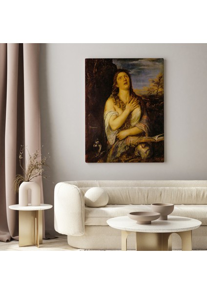 Titian Tiziano Vecellio'un 'tövbe Eden Magdalene' Eseri Kanvas Tablo