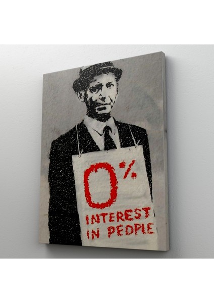 Banksy % 0 Faiz Oranı Isimli Çalışması Kanvas Tablo / % 0 Interest In People