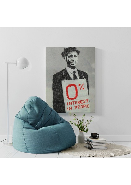 Banksy % 0 Faiz Oranı Isimli Çalışması Kanvas Tablo / % 0 Interest In People